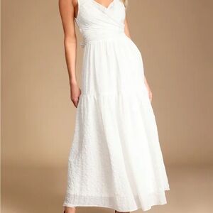 White Bow Flowy Midi Dress